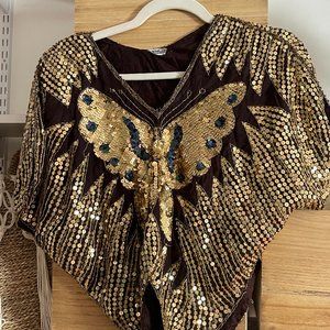 Vintege butterfly sequin top